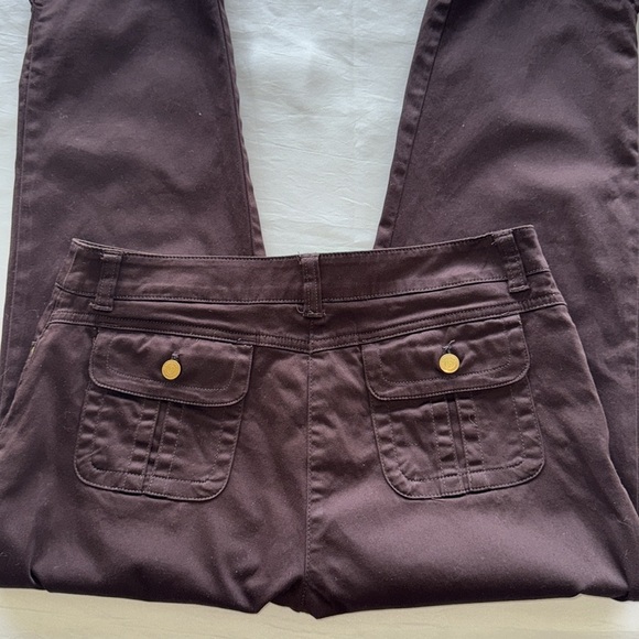 Jones New York Signature Dark Brown Trousers Preppy Polished Cotton Stretch Crop - Picture 8 of 10